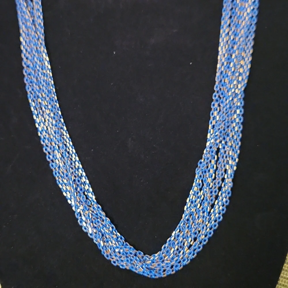 Cara NY necklace blue gold shimmer flex multi-strand